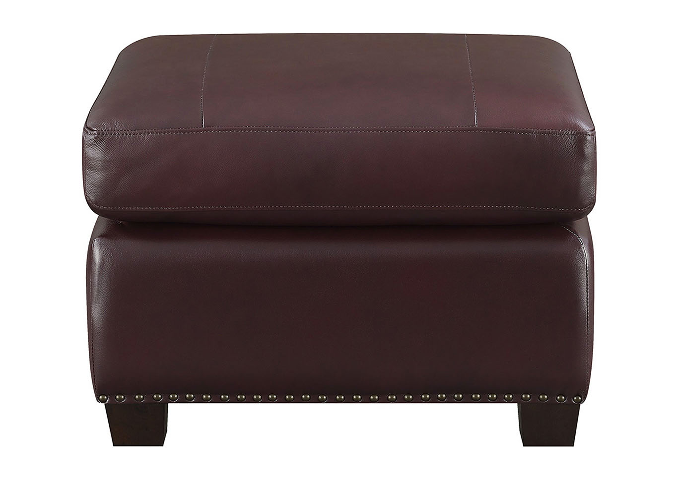 Burgundy leather deals ottoman